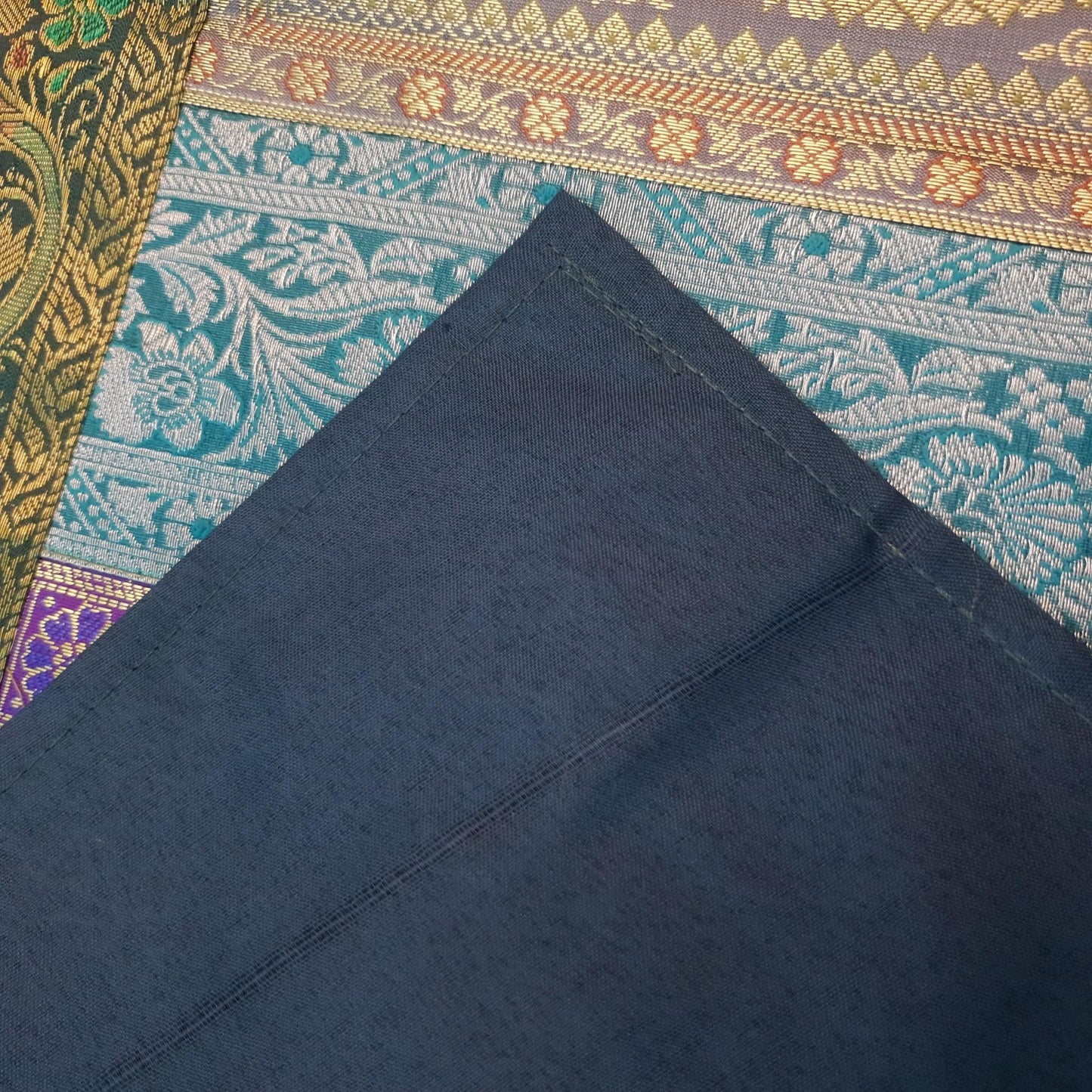 Dining Table Runner Handmade Elephant Mandala Woven Gold Banarasi Brocade Silk