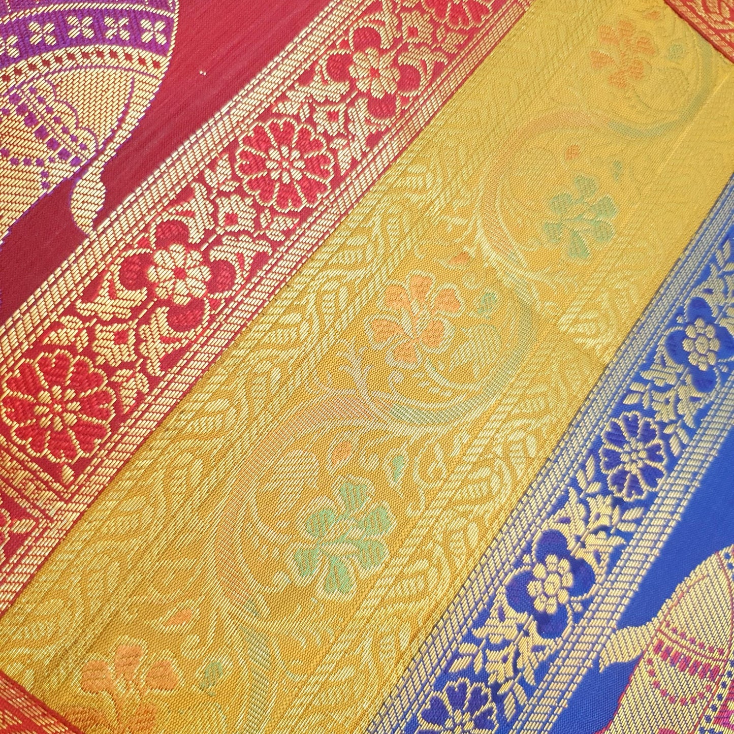 Dining Cloth Table Runner Elephant Woven Zari Brocade Banarasi Cover Multi Color