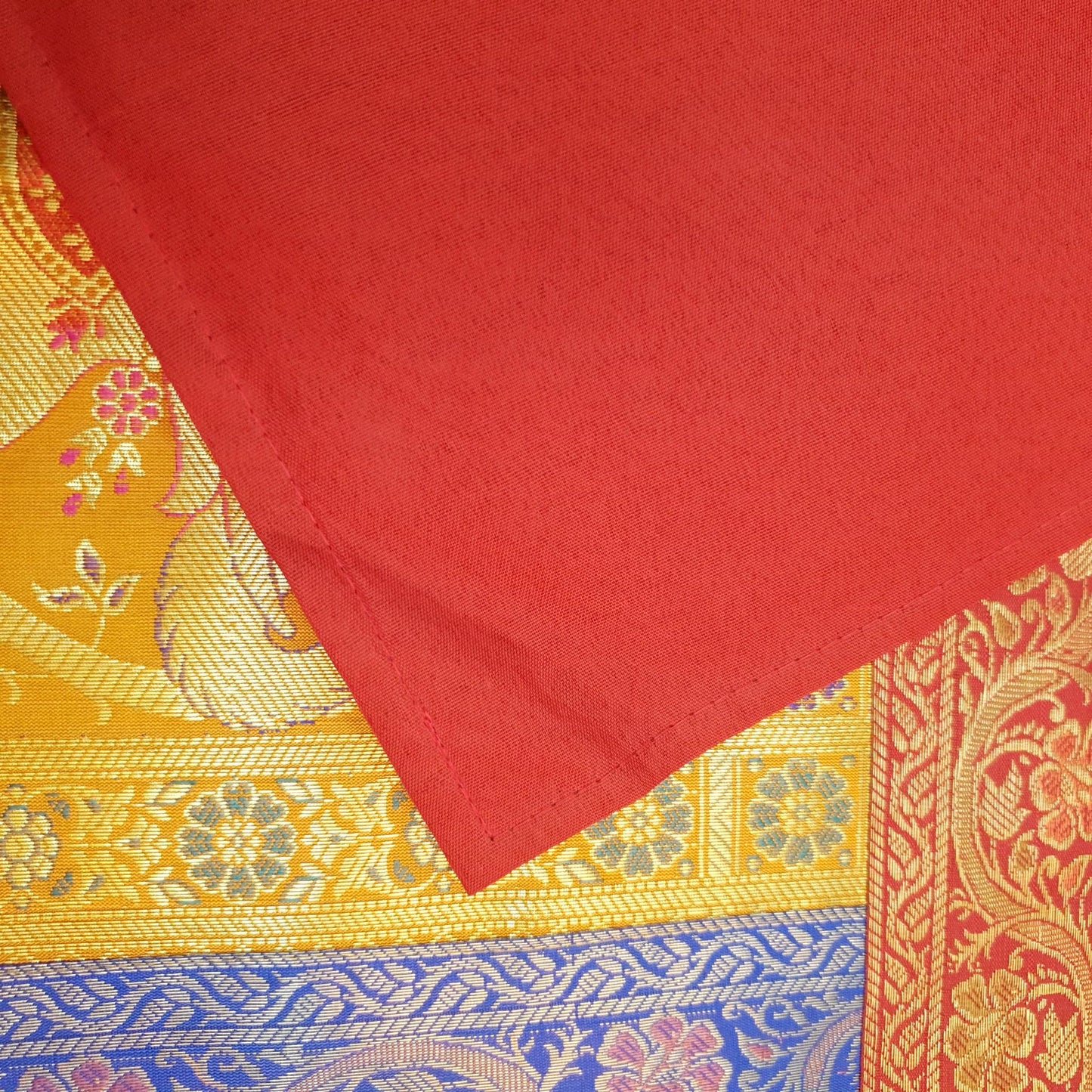 Dining Cloth Table Runner Elephant Woven Zari Brocade Banarasi Cover Multi Color