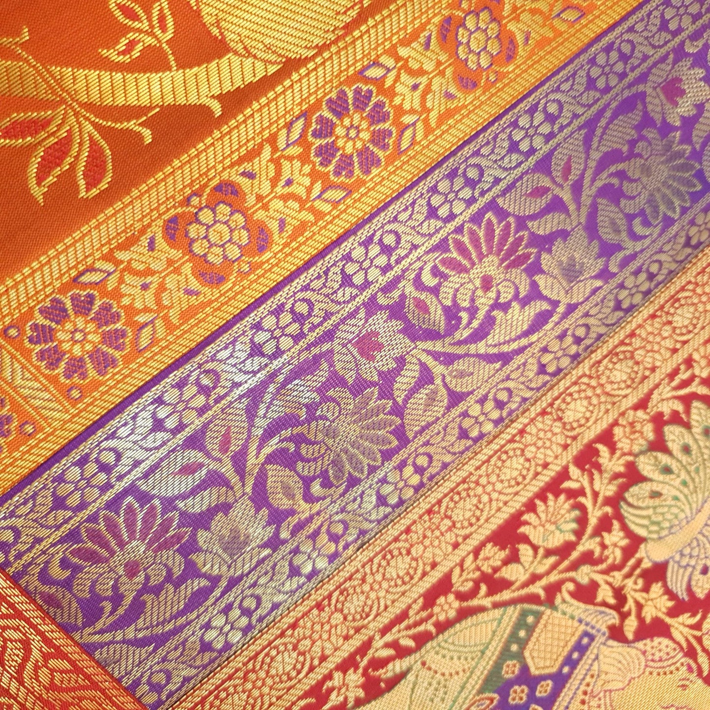 Dining Cloth Table Runner Elephant Woven Zari Brocade Banarasi Cover Multi Color