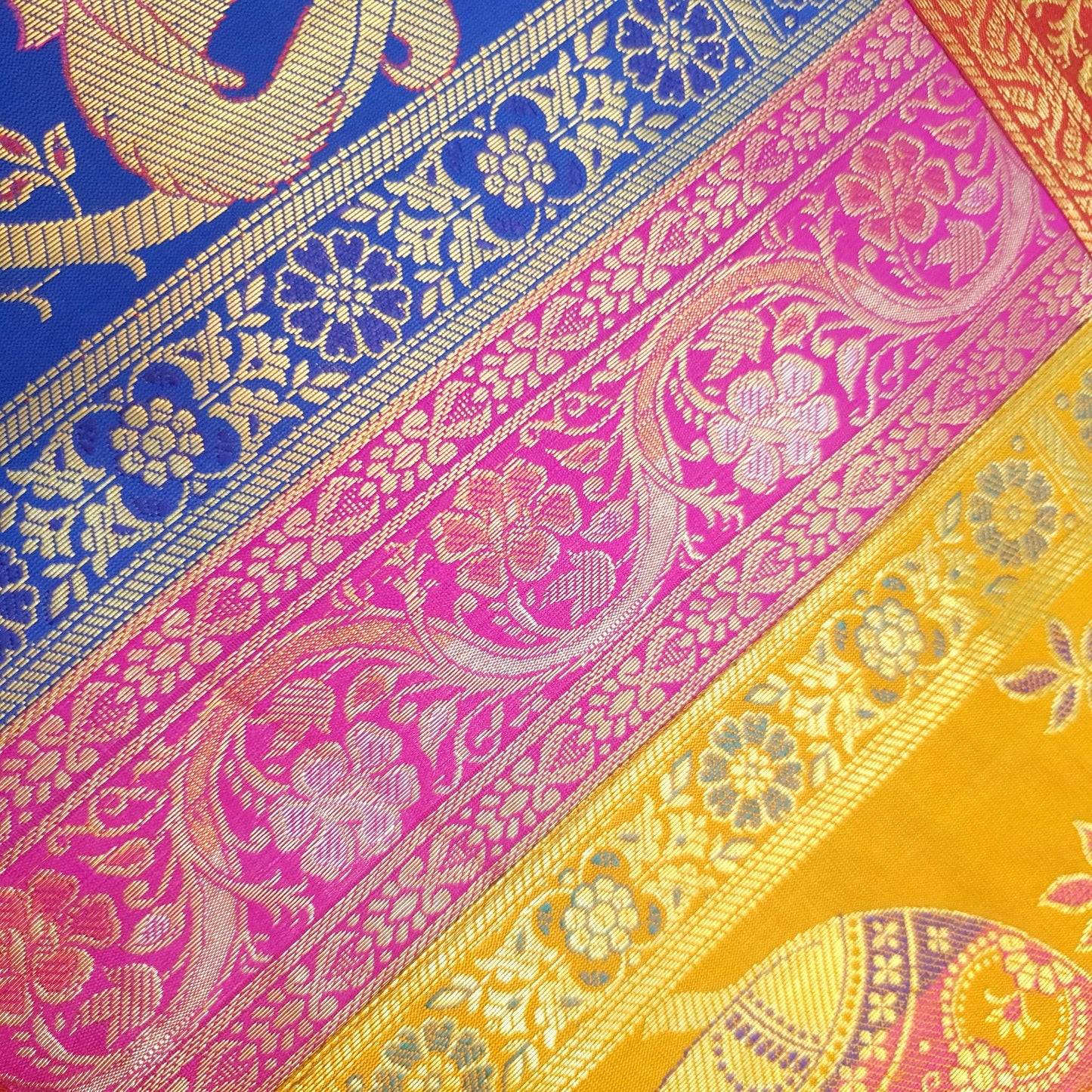 Dining Cloth Table Runner Elephant Woven Zari Brocade Banarasi Cover Multi Color