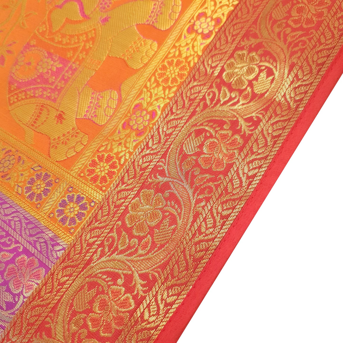Table Runner Dining Cover Elephant Woven Zari Brocade Banarasi Multi Color