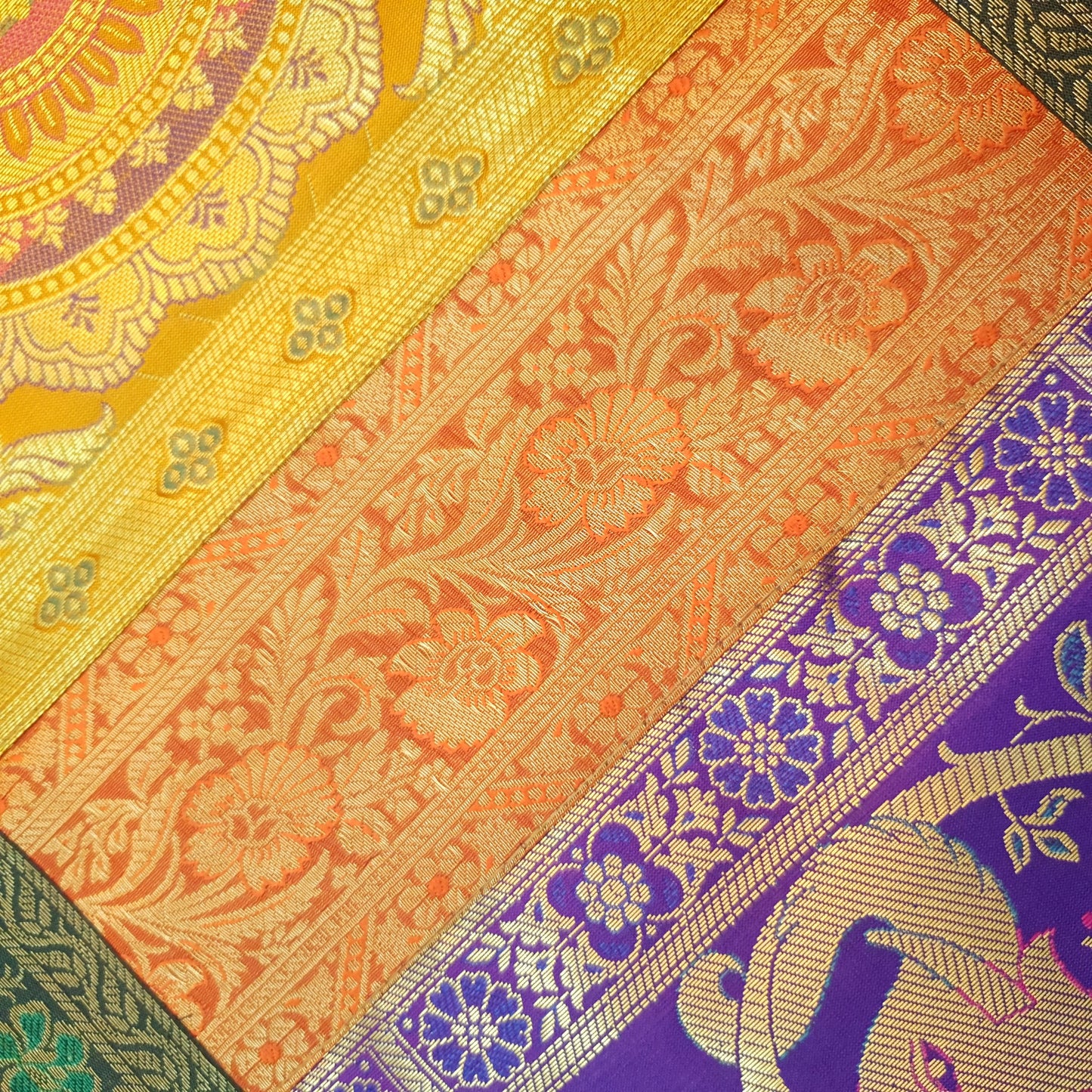 Dining Table Runner Wall Tapestry Woven Zari Brocade Banarasi Cover Multi Color