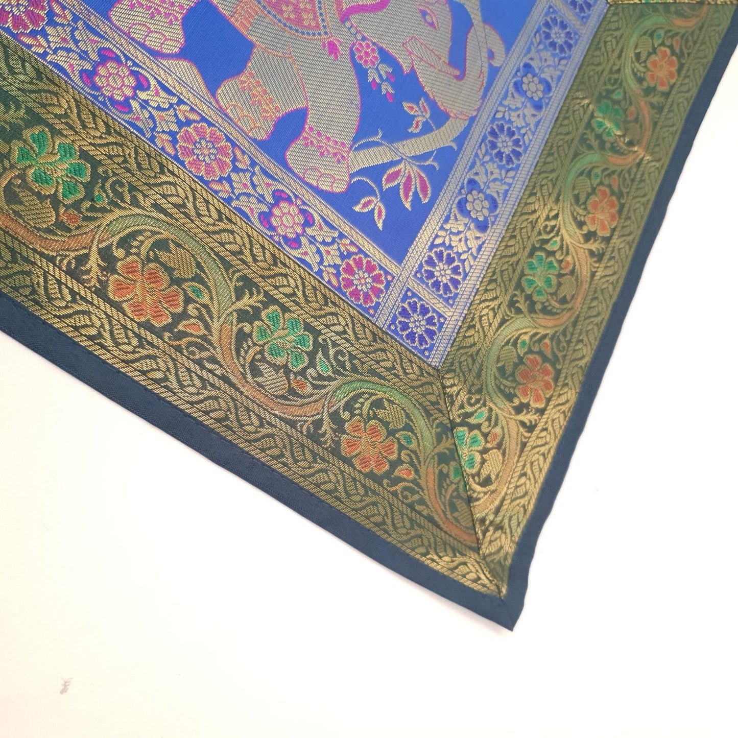 Dining Table Runner Wall Tapestry Woven Zari Brocade Banarasi Cover Multi Color