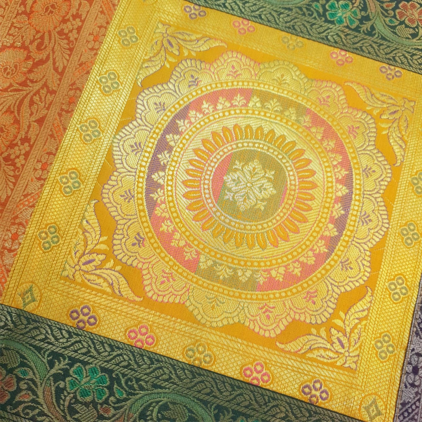 Dining Table Runner Wall Tapestry Woven Zari Brocade Banarasi Cover Multi Color