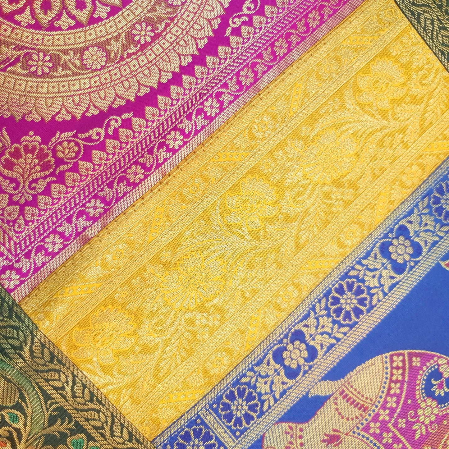 Dining Table Runner Wall Tapestry Woven Zari Brocade Banarasi Cover Multi Color