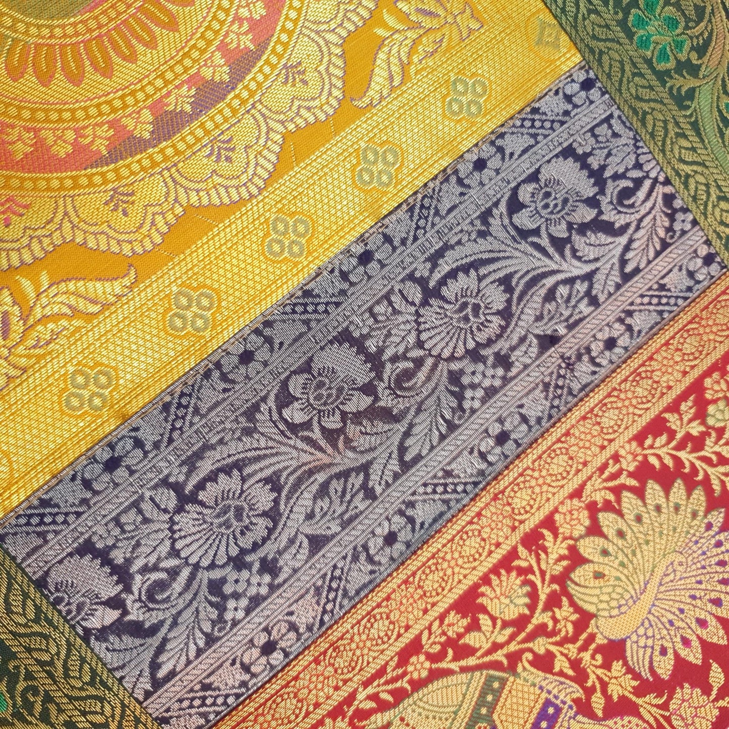 Dining Table Runner Wall Tapestry Woven Zari Brocade Banarasi Cover Multi Color