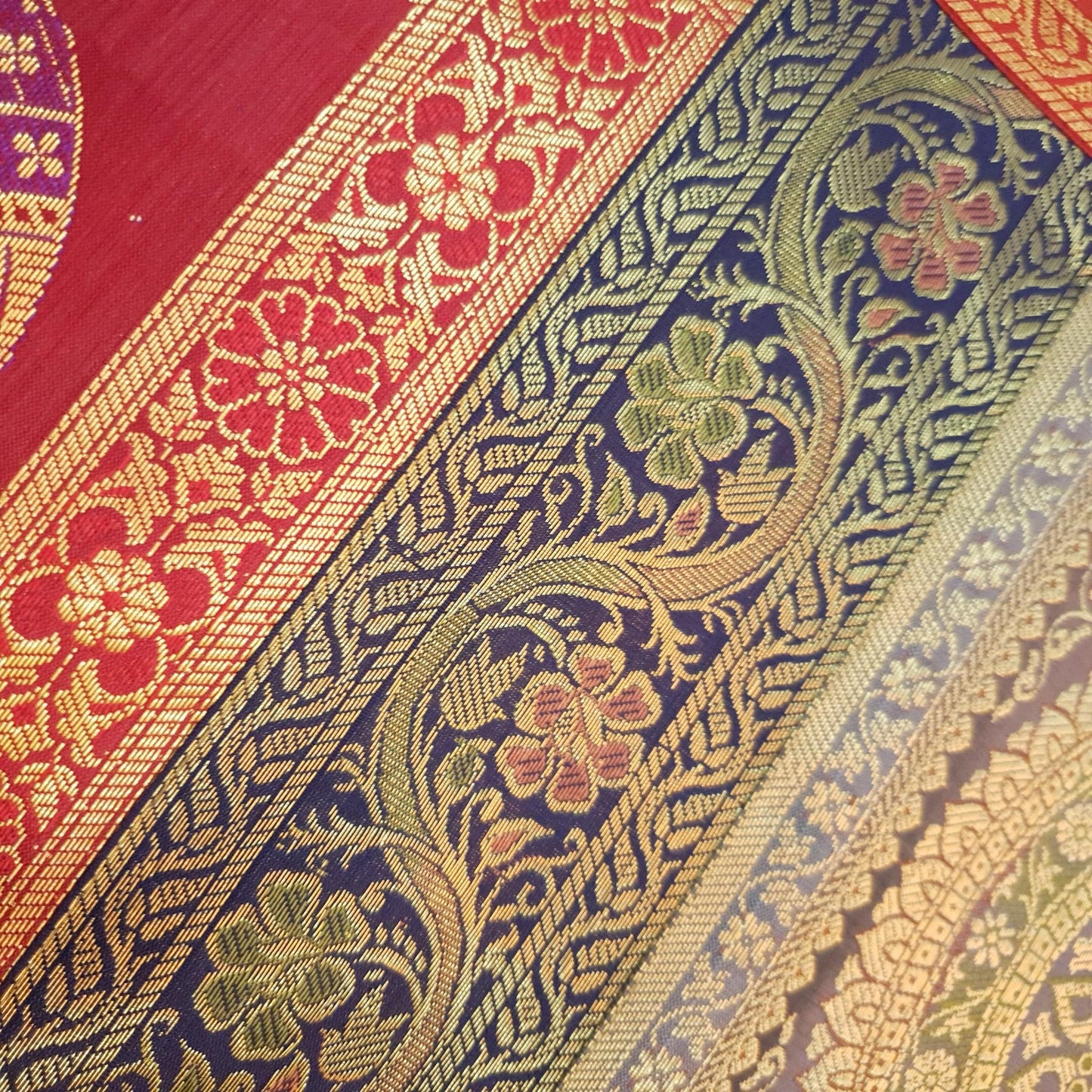 Dining Table Runner Woven Mandala Zari Brocade Banarasi Cover Decor Multi Color