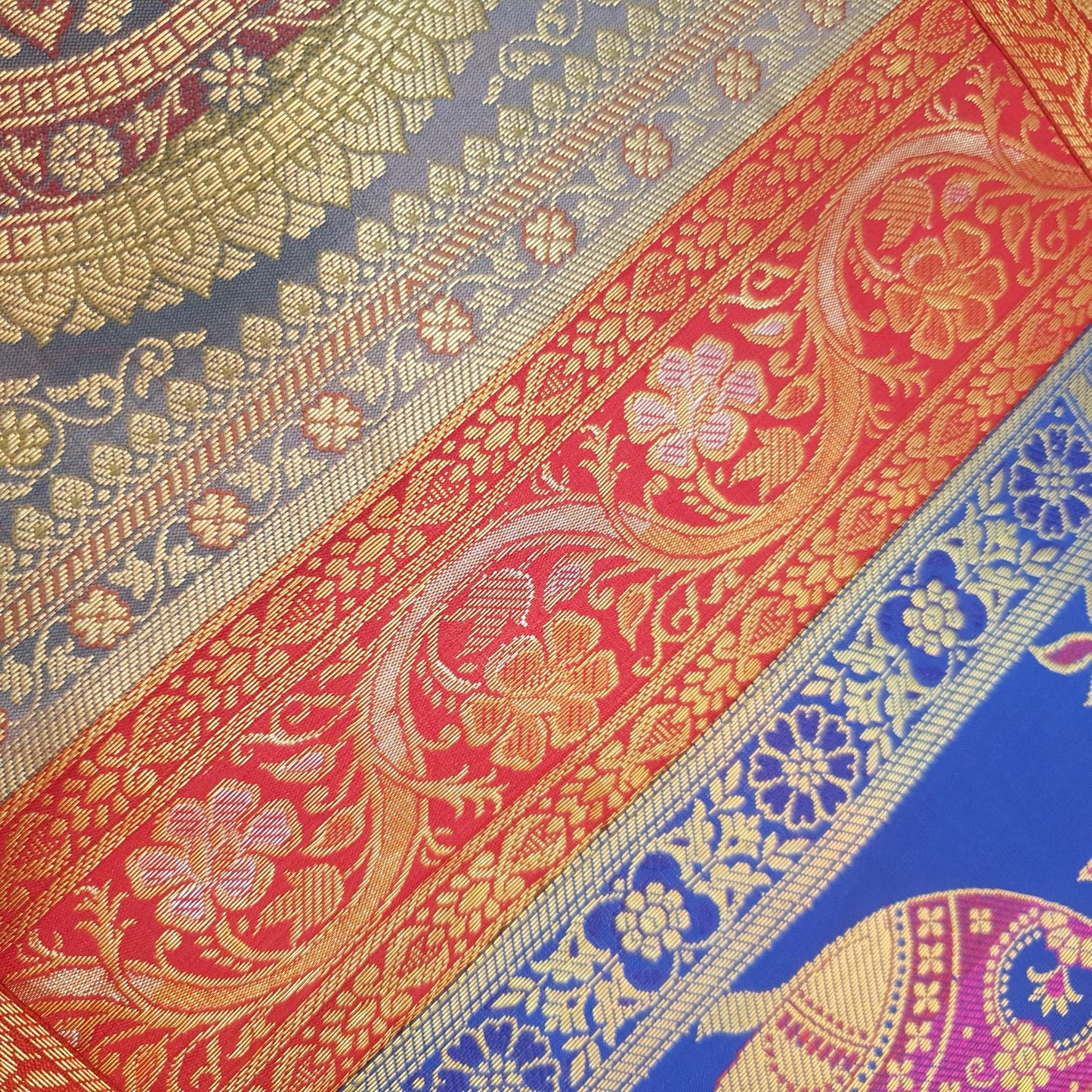 Dining Table Runner Woven Mandala Zari Brocade Banarasi Cover Decor Multi Color