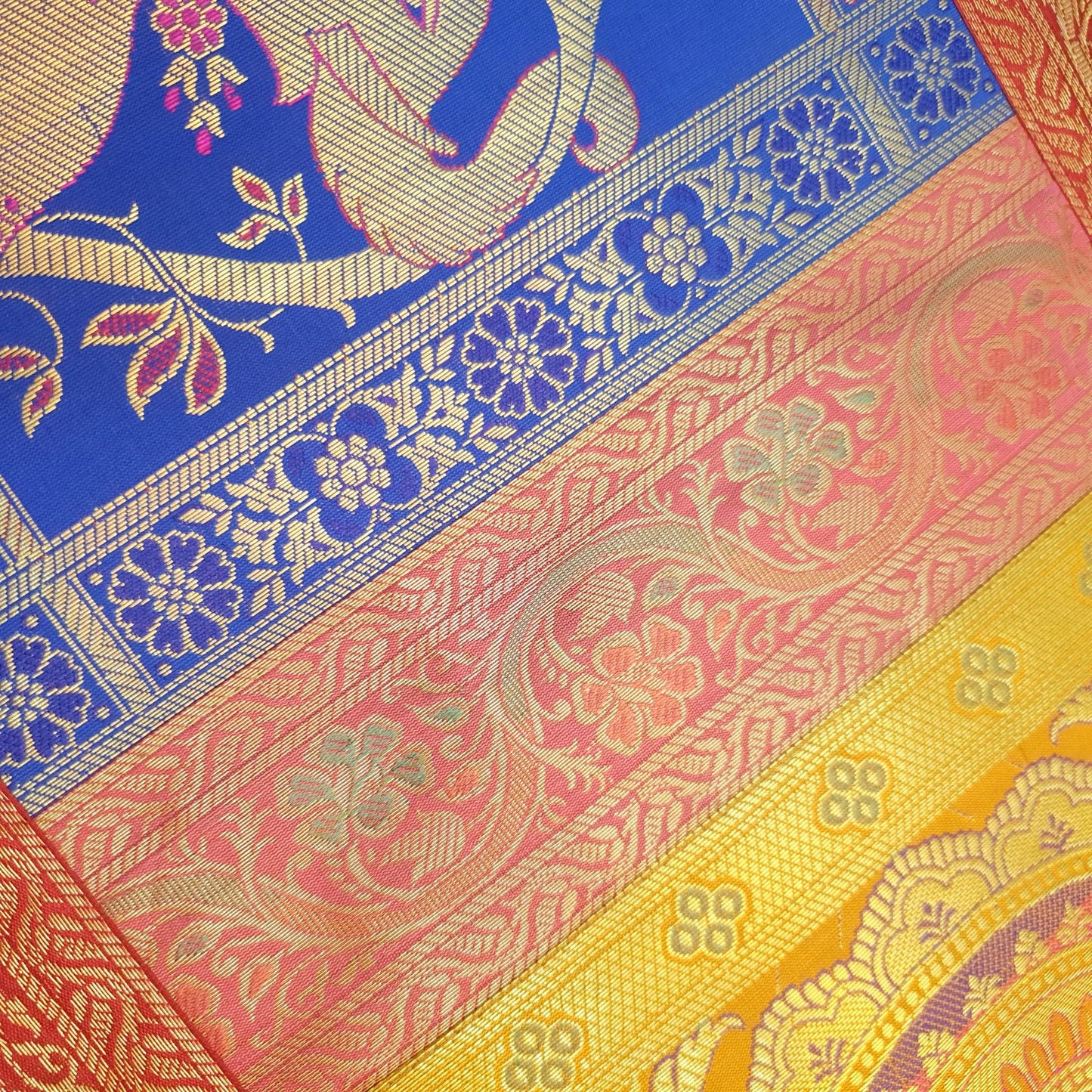 Dining Table Runner Woven Mandala Zari Brocade Banarasi Cover Decor Multi Color