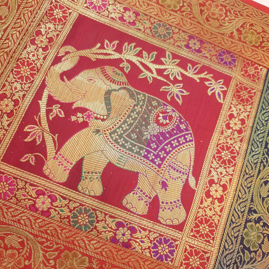 Dining Table Runner Woven Mandala Zari Brocade Banarasi Cover Decor Multi Color