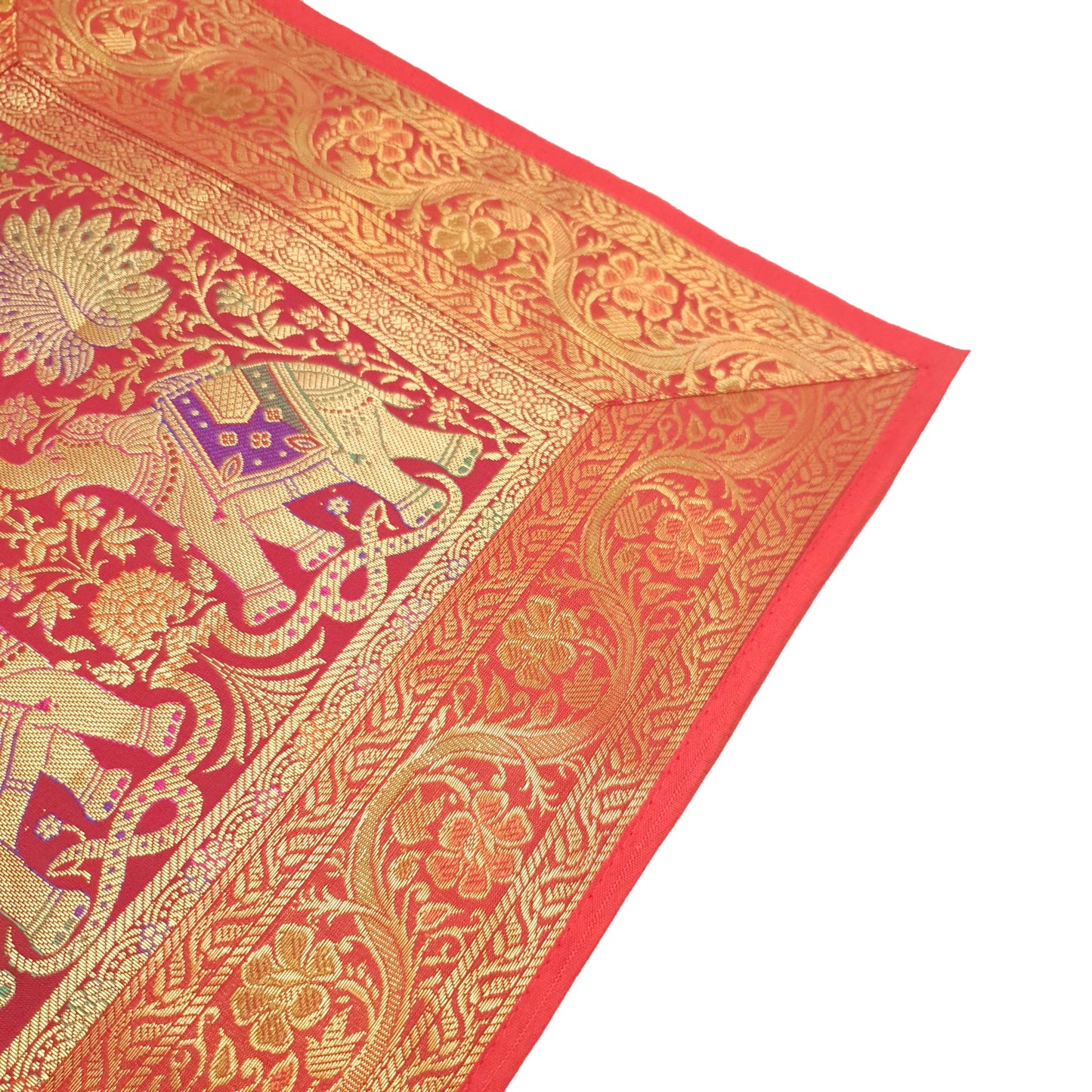 Dining Table Runner Woven Mandala Zari Brocade Banarasi Cover Decor Multi Color