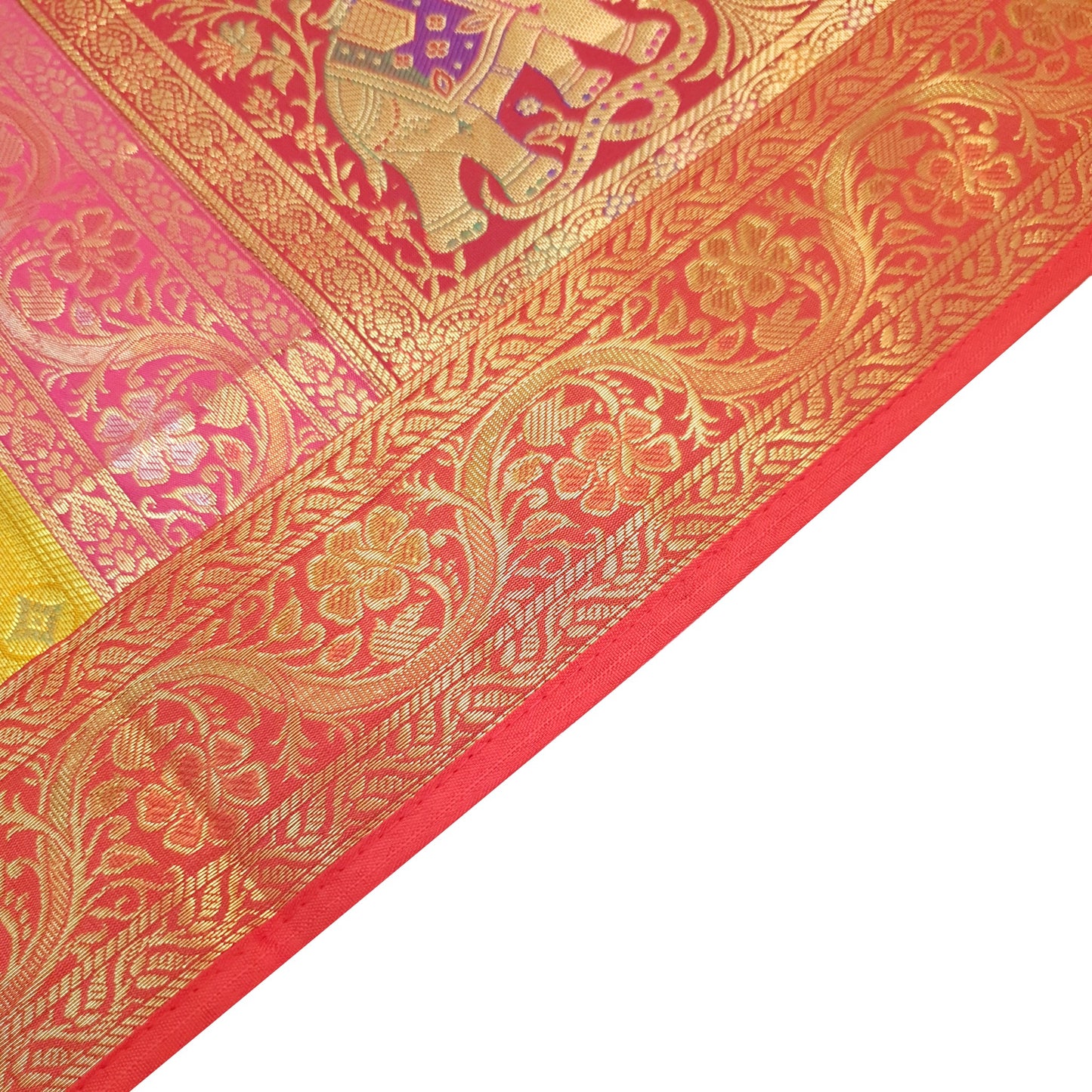 Dining Table Runner Woven Mandala Zari Brocade Banarasi Cover Decor Multi Color