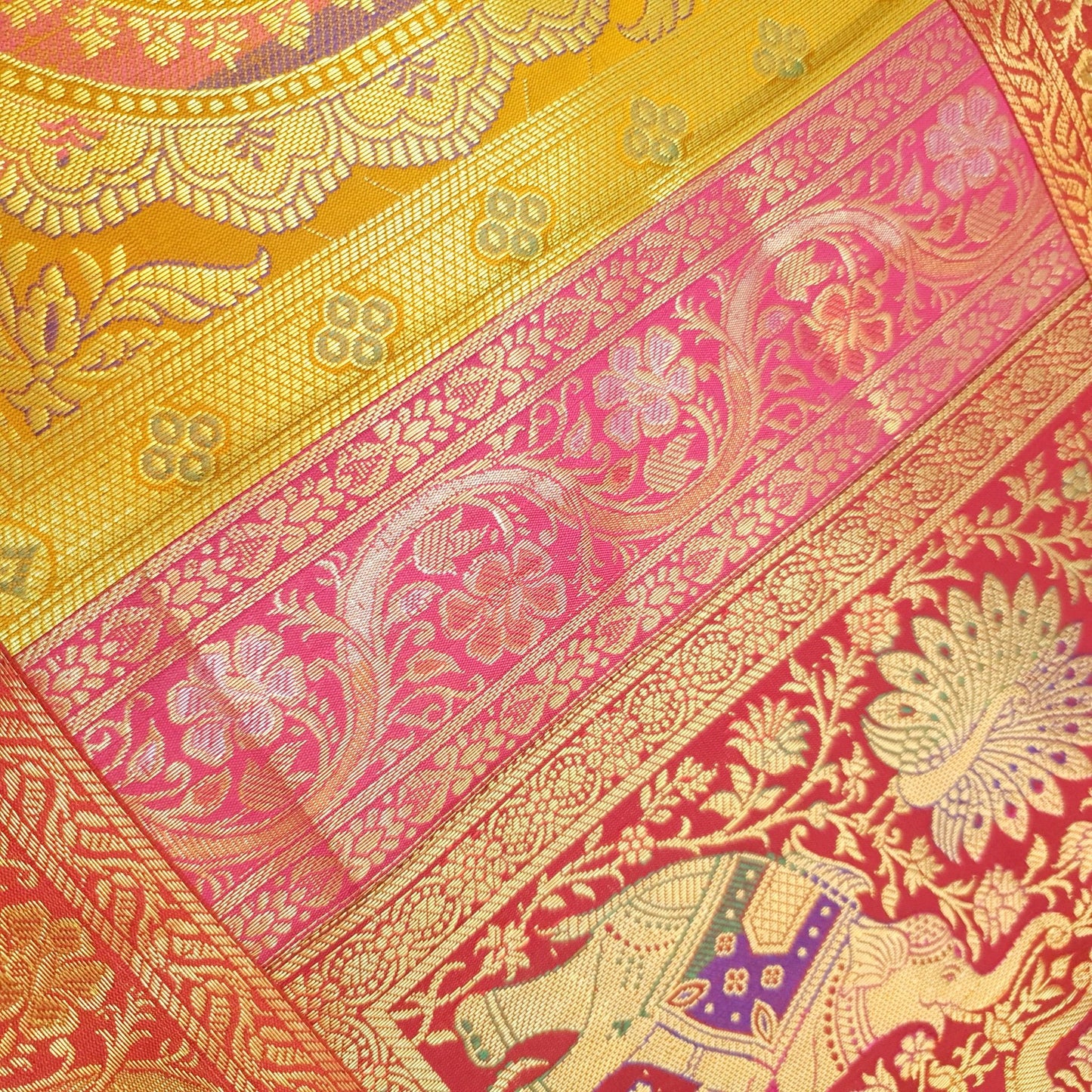 Dining Table Runner Woven Mandala Zari Brocade Banarasi Cover Decor Multi Color