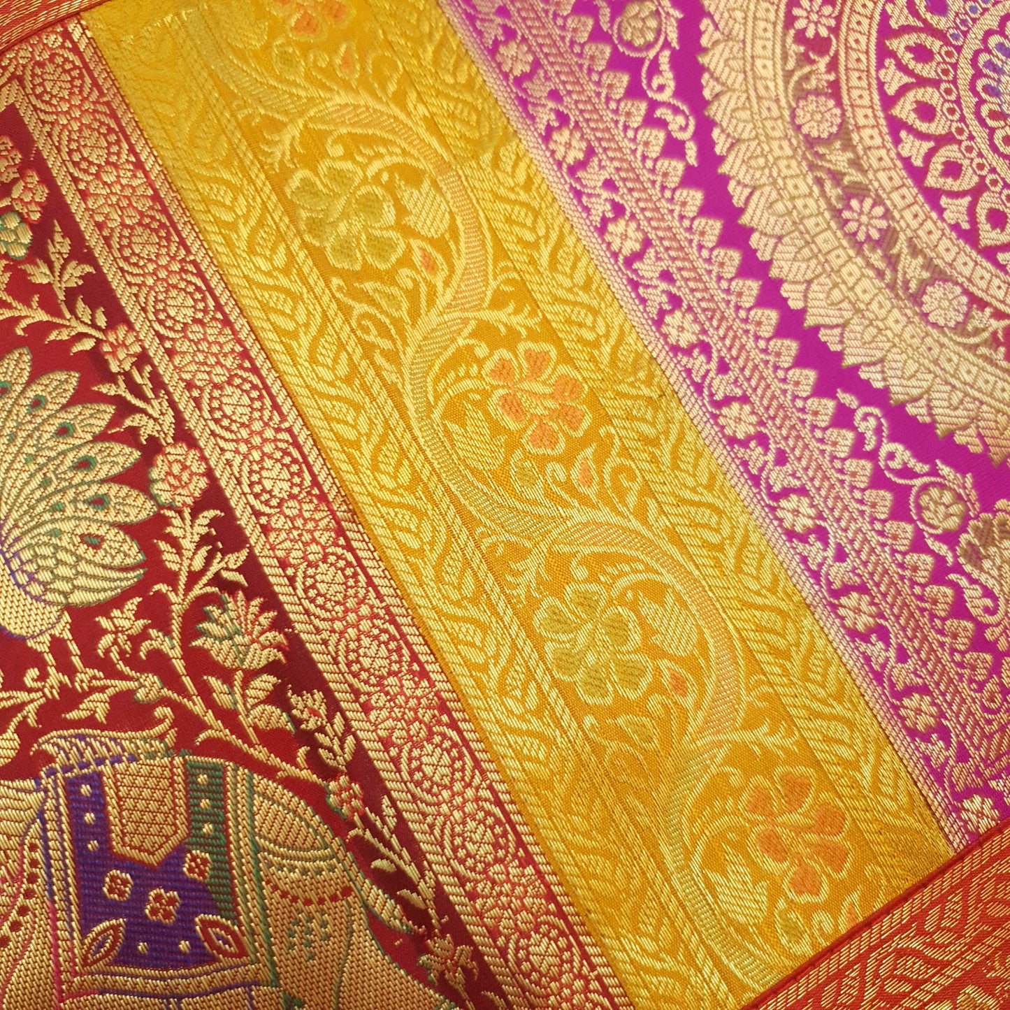 Dining Table Runner Mandala Floral Woven Zari Brocade Banarasi Cover Multi Color