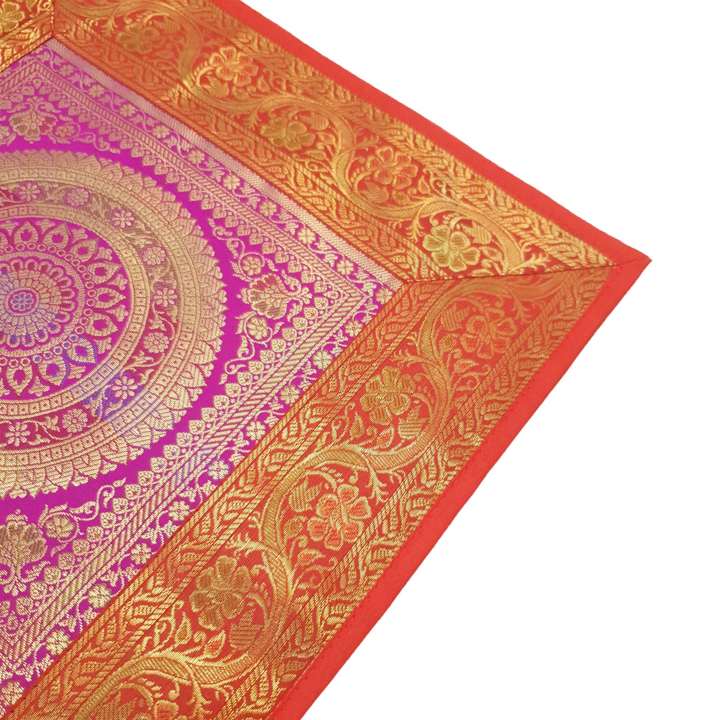 Dining Table Runner Mandala Floral Woven Zari Brocade Banarasi Cover Multi Color