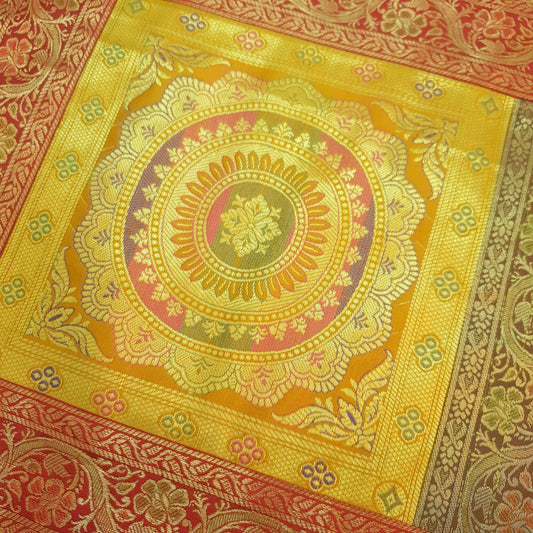 Dining Table Runner Mandala Floral Woven Zari Brocade Banarasi Cover Multi Color
