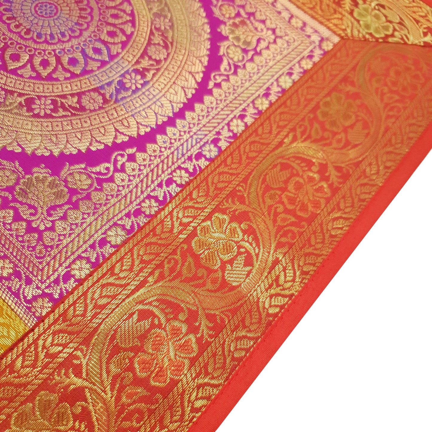 Dining Table Runner Mandala Floral Woven Zari Brocade Banarasi Cover Multi Color