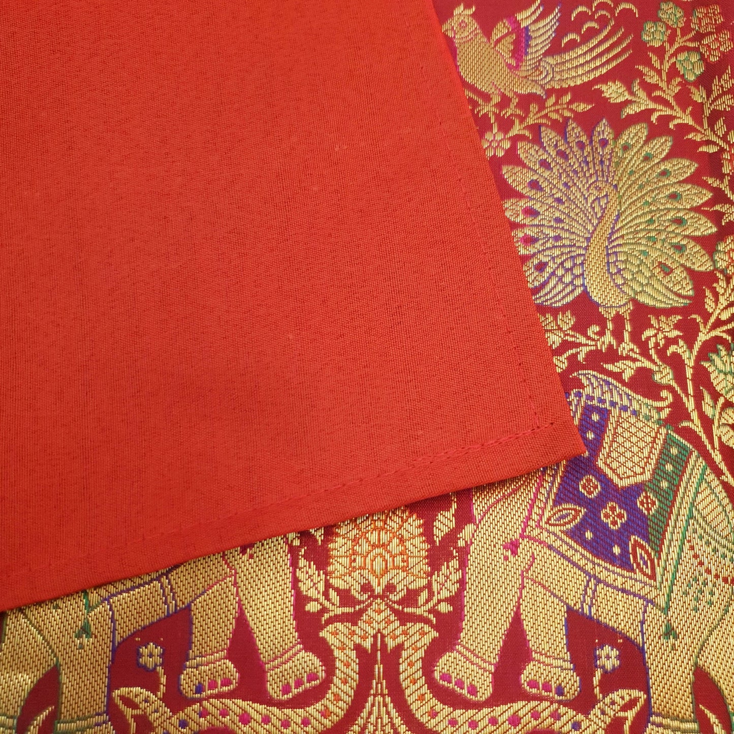 Dining Table Runner Mandala Floral Woven Zari Brocade Banarasi Cover Multi Color