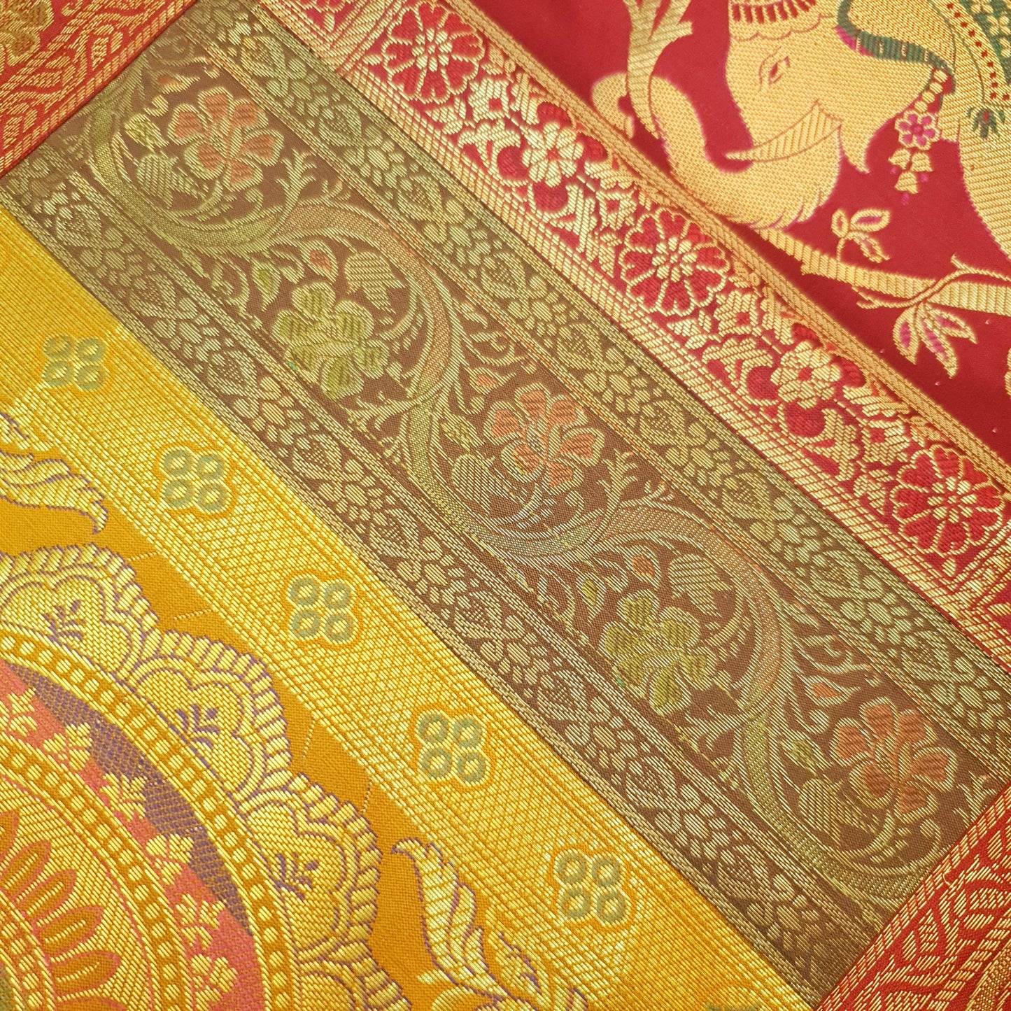 Dining Table Runner Mandala Floral Woven Zari Brocade Banarasi Cover Multi Color