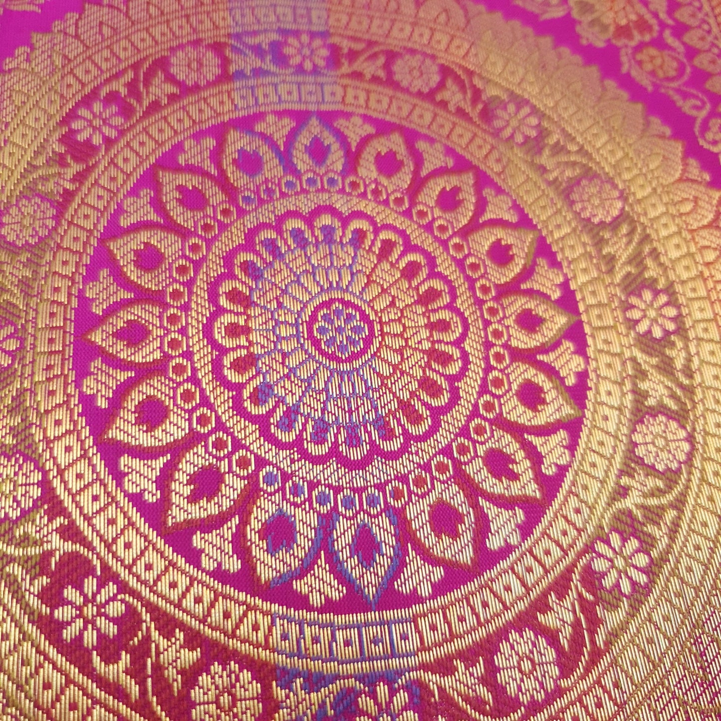 Dining Table Runner Mandala Floral Woven Zari Brocade Banarasi Cover Multi Color