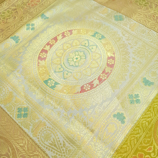 Dining Cover Table Runner Mandala Woven Zari Brocade Banarasi Decor Multi Color