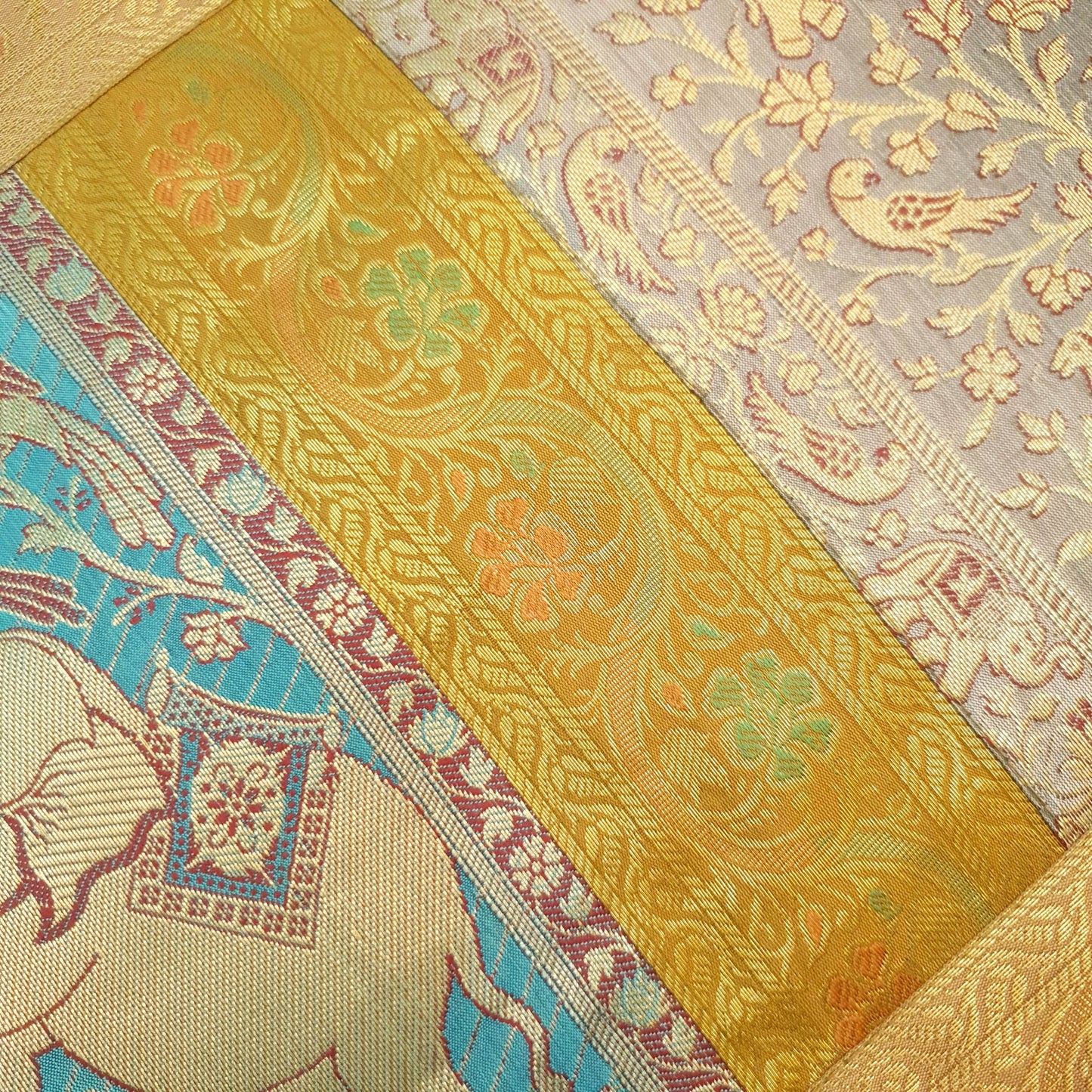 Dining Cover Table Runner Mandala Woven Zari Brocade Banarasi Decor Multi Color