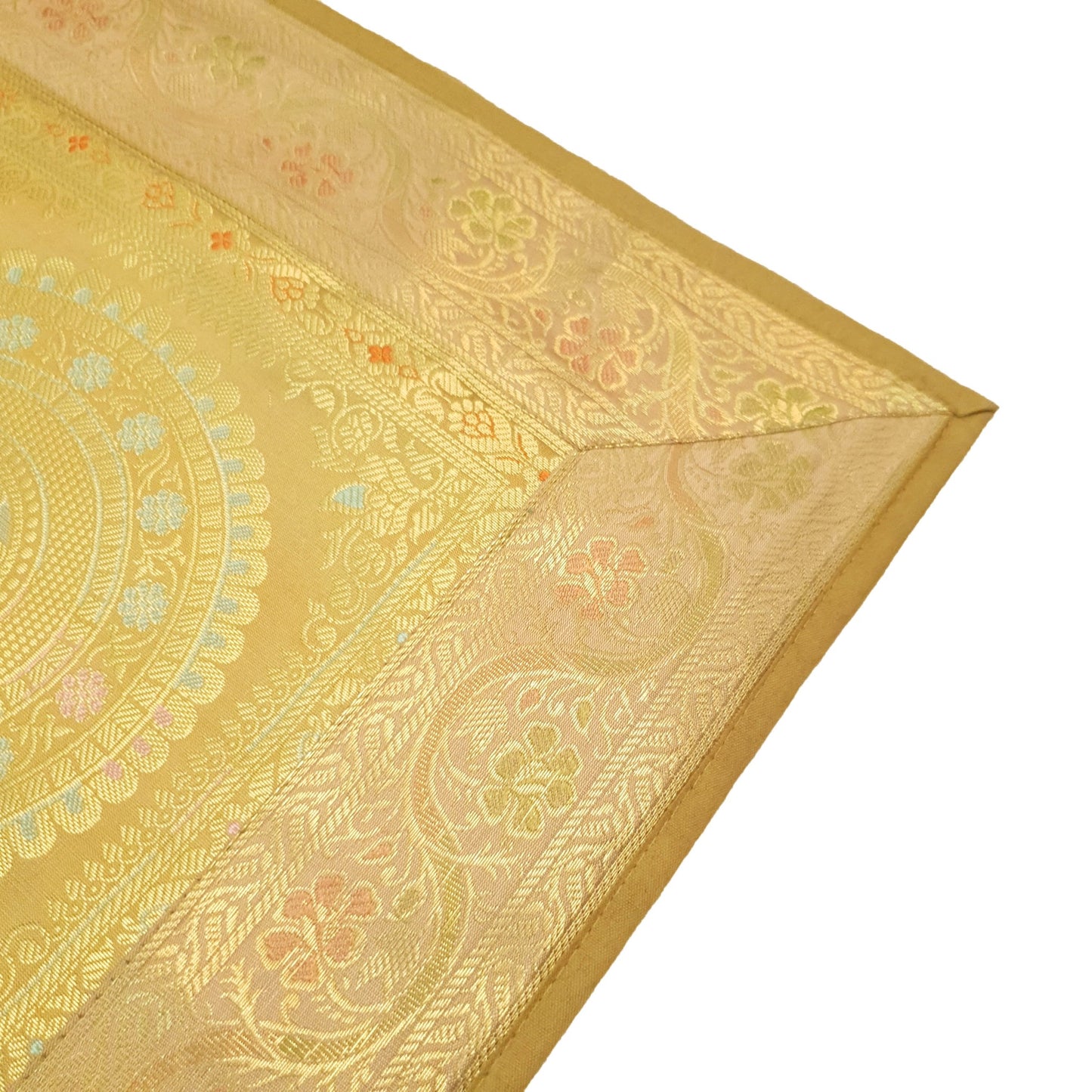 Dining Cover Table Runner Mandala Woven Zari Brocade Banarasi Decor Multi Color
