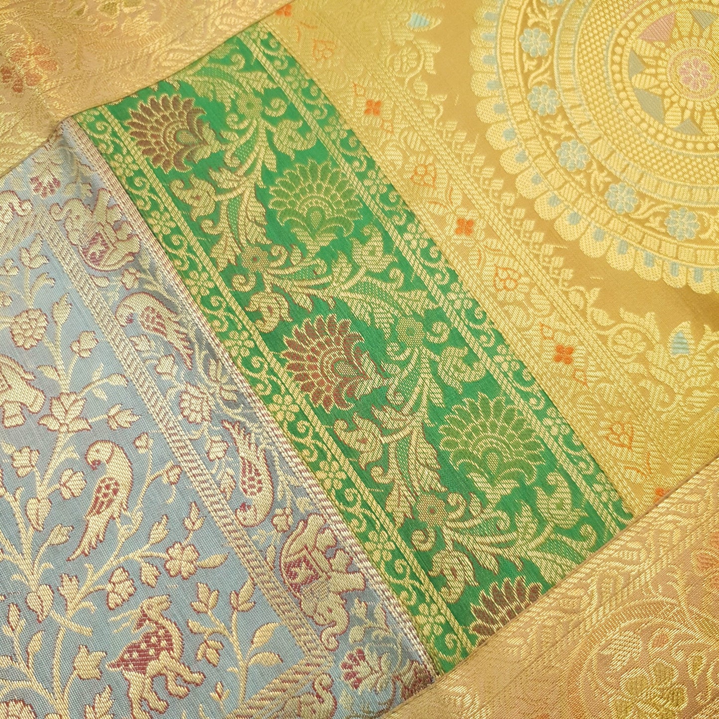 Dining Cover Table Runner Mandala Woven Zari Brocade Banarasi Decor Multi Color