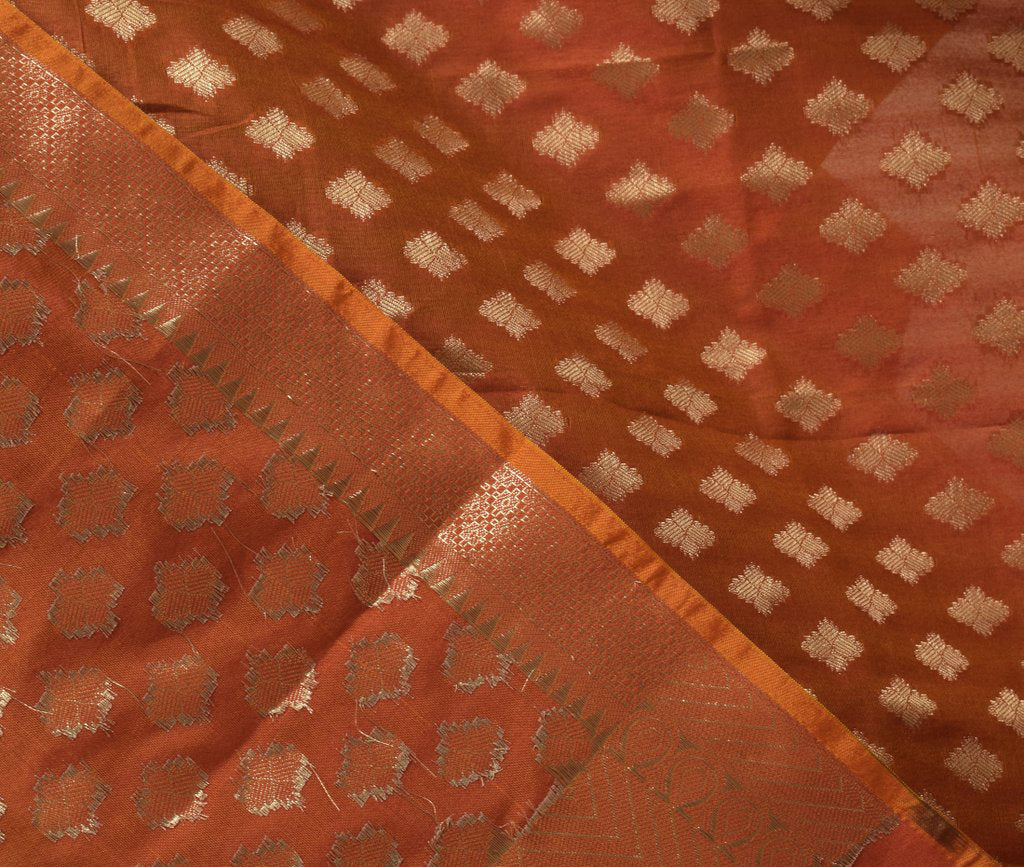 Orange Banarasi Dupatta Indian Art Silk Woven Zari Brocade Long Stole Scarves