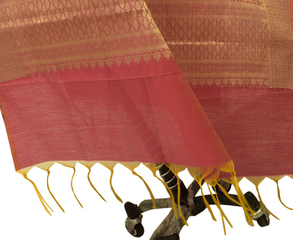 Pink Banarasi Dupatta Indian Art Silk Woven Zari Brocade Long Stole Scarves