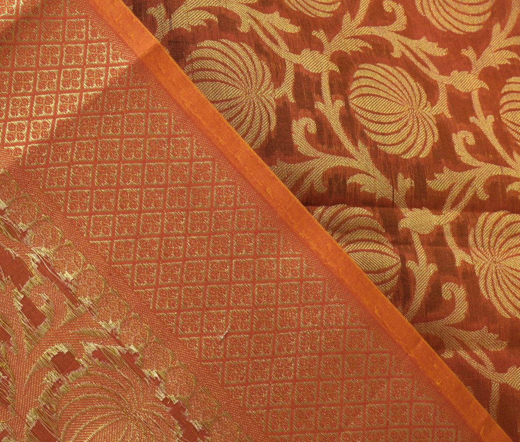 Orange Banarasi Dupatta Indian Art Silk Woven Zari Brocade Long Stole Scarves