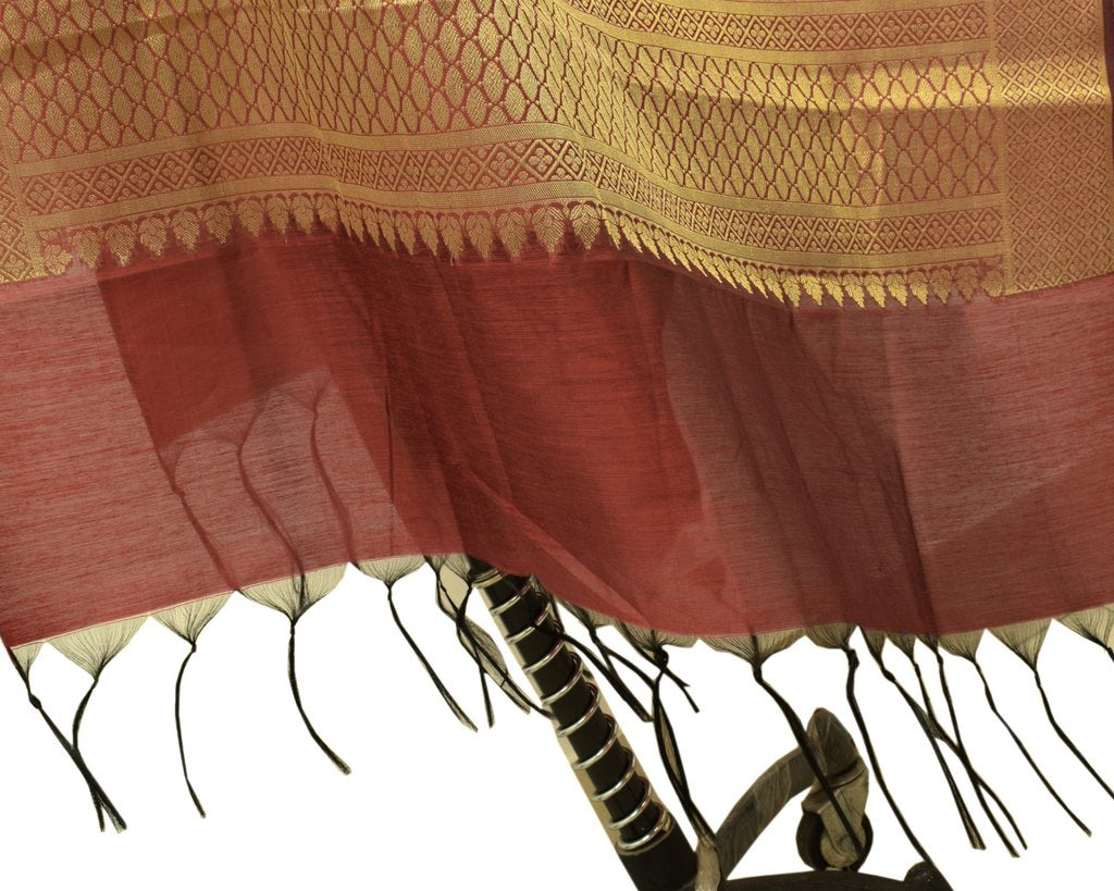 Maroon Banarasi Dupatta Indian Art Silk Woven Zari Brocade Long Stole Scarves