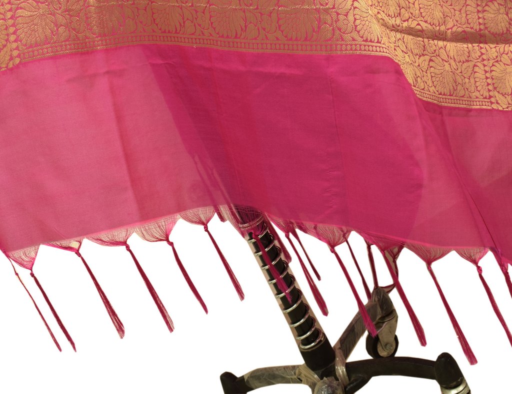 Hot Pink Banarasi Dupatta Indian Art Silk Woven Zari Brocade Long Stole Scarves