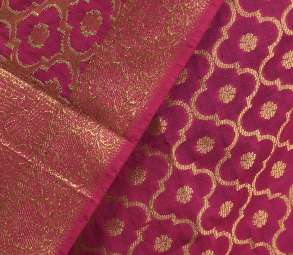 Hot Pink Banarasi Dupatta Indian Art Silk Woven Zari Brocade Long Stole Scarves