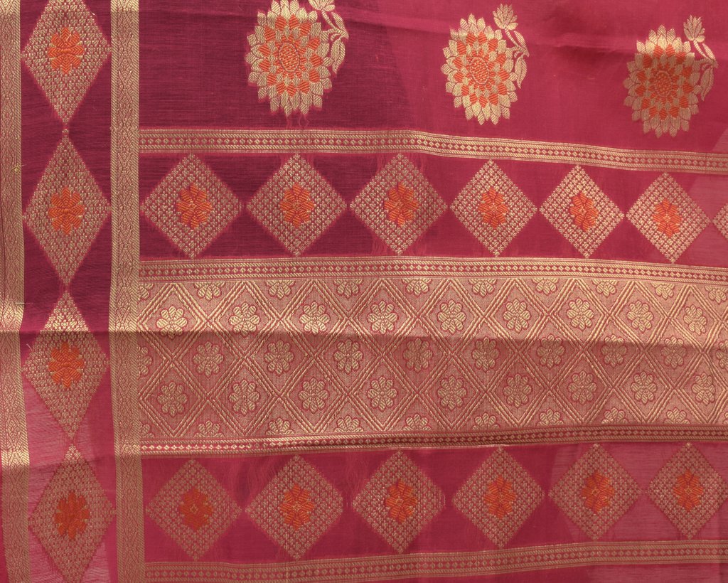 Pink Banarasi Dupatta Indian Art Silk Woven Zari Brocade Long Stole Scarves