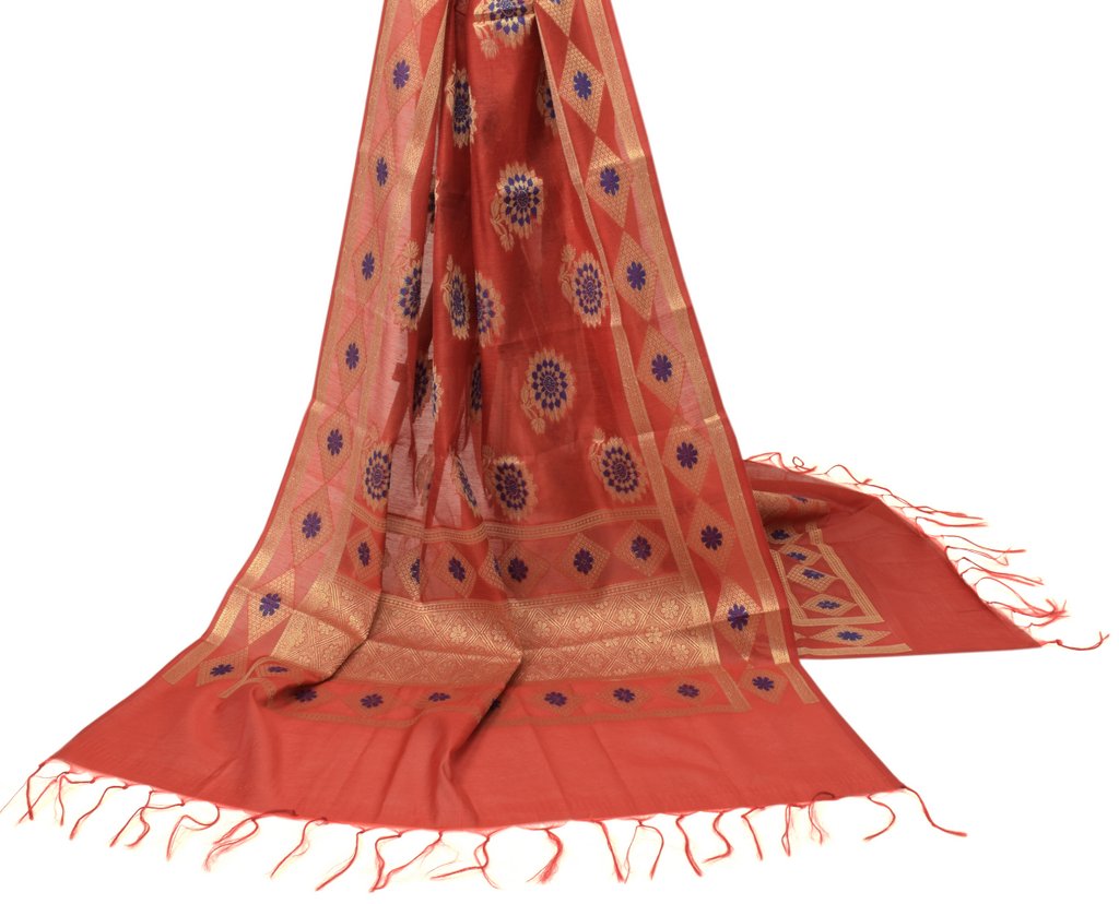 Indian Banarasi Dupatta Indian Art Silk Woven Zari Brocade Long Stole Scarves
