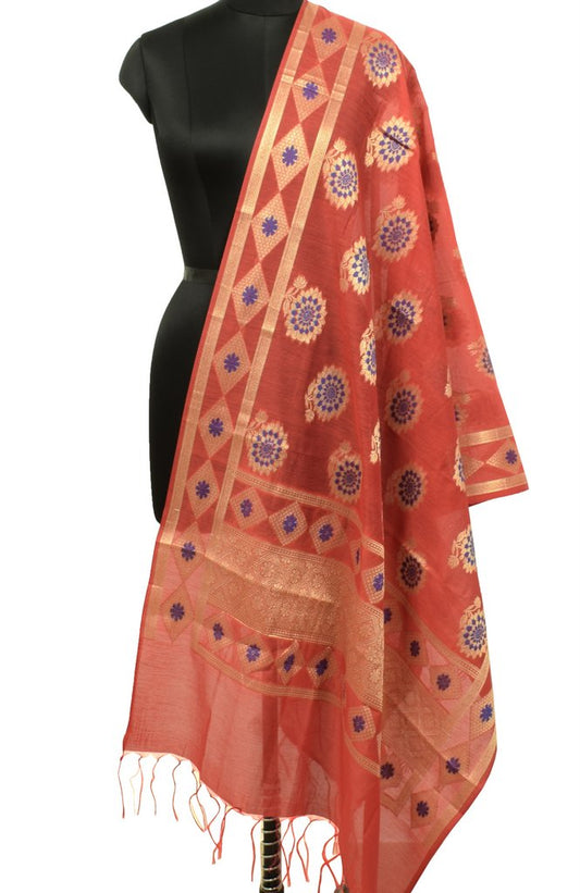 Indian Banarasi Dupatta Indian Art Silk Woven Zari Brocade Long Stole Scarves