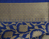Blue Banarasi Dupatta Indian Art Silk Woven Zari Brocade Long Stole Scarves Wrap