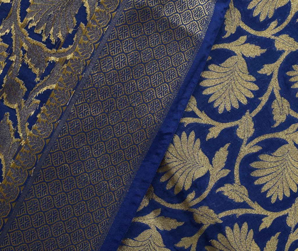 Blue Banarasi Dupatta Indian Art Silk Woven Zari Brocade Long Stole Scarves Wrap