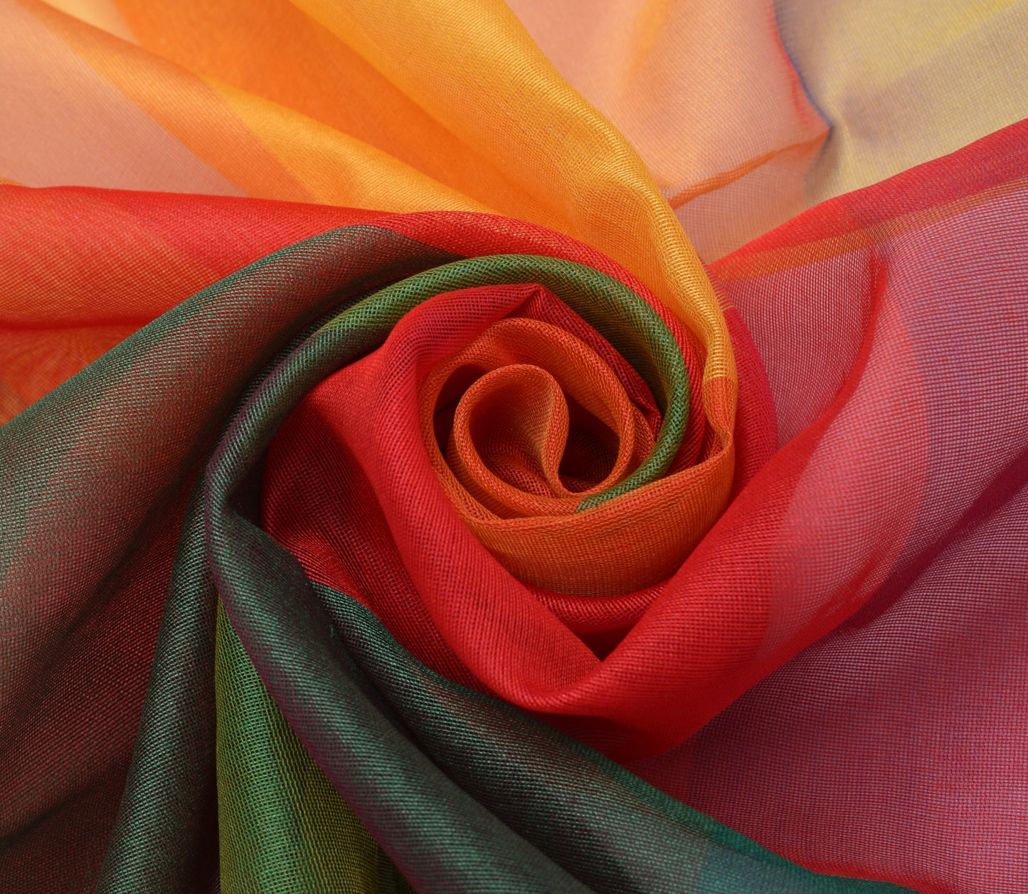 Multi-Color Banarasi Dupatta Handloom Colorblocked with Zari Border Long Stole