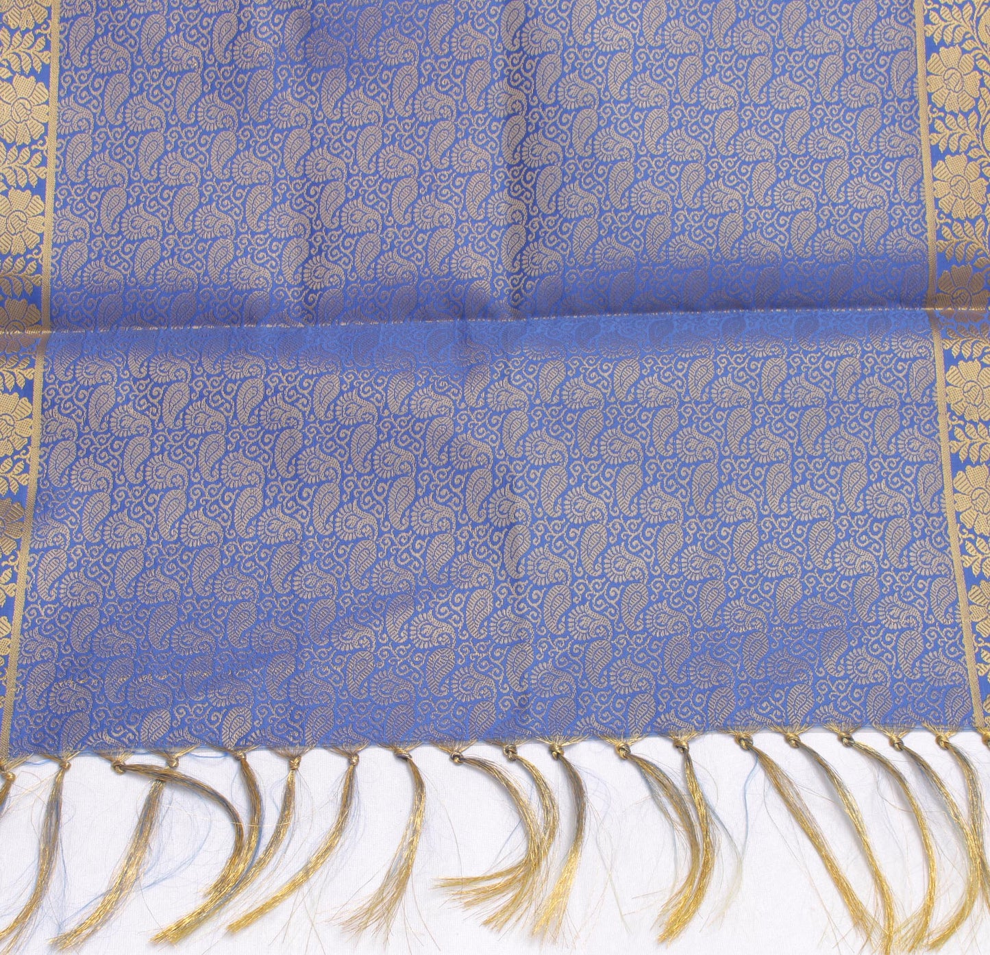 Blue Banarasi Dupatta Indian Art Silk Woven Zari Brocade Long Stole Scarves