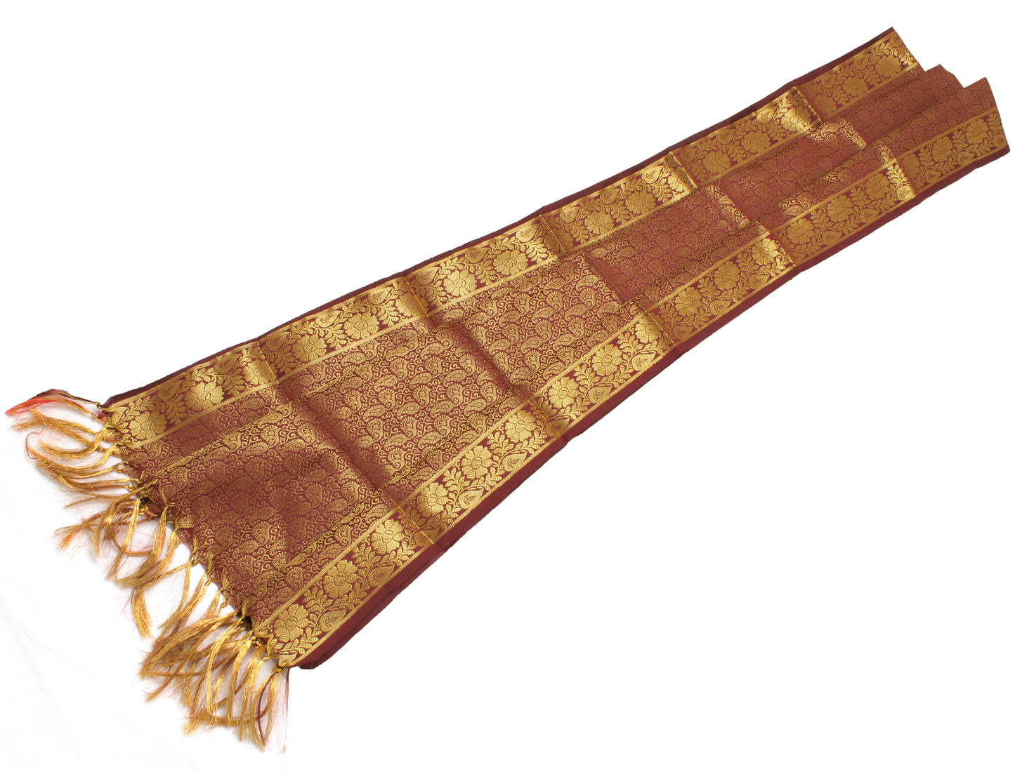 Brown Banarasi Dupatta Indian Art Silk Woven Zari Brocade Long Stole Scarves