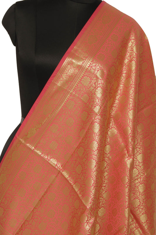 Peach Banarasi Dupatta Indian Art Silk Woven Zari Brocade Long Stole Scarves