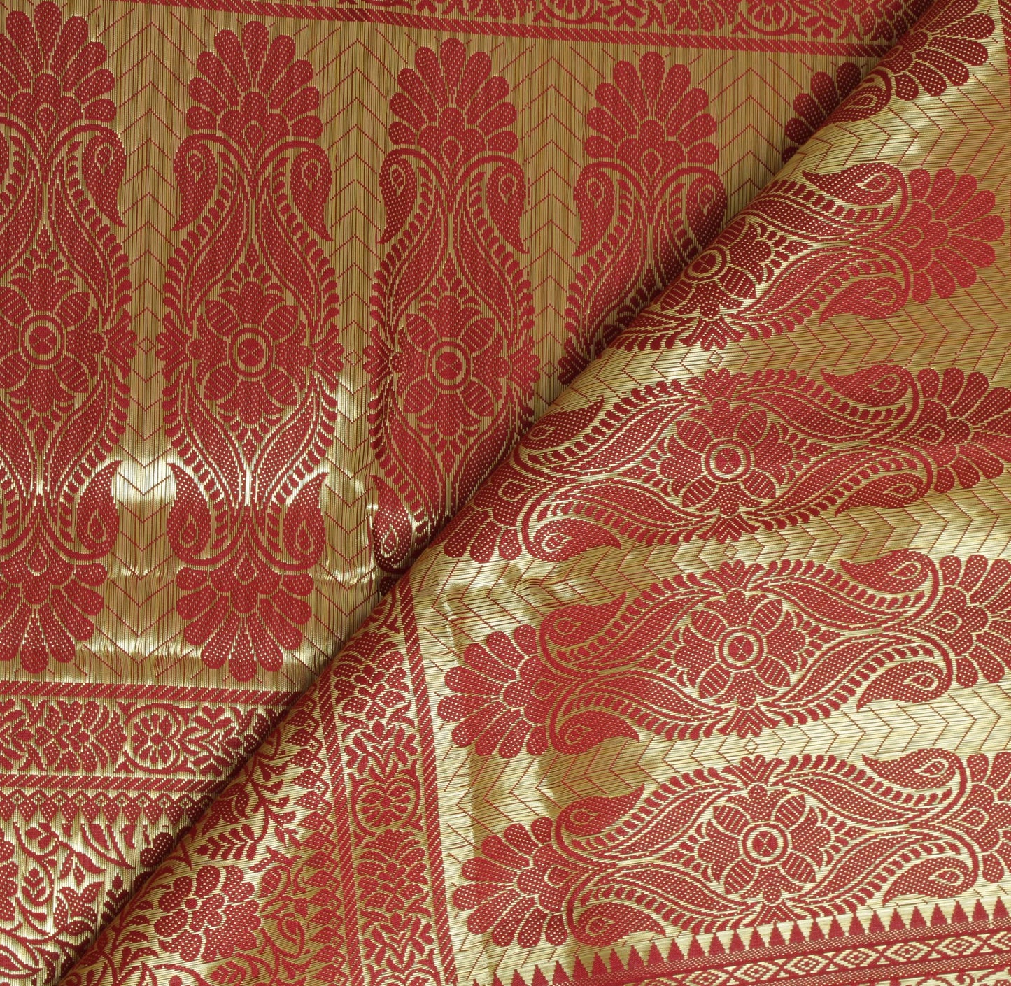 Red Banarasi Dupatta Indian Art Silk Woven Zari Brocade Long Stole Scarves