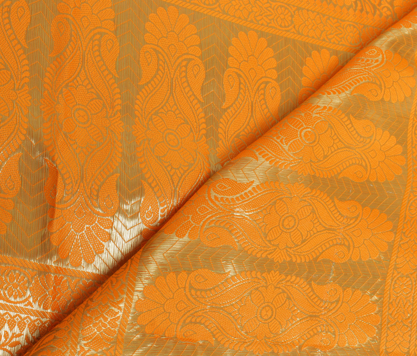 Orange Banarasi Dupatta Indian Art Silk Woven Zari Brocade Long Stole Scarves