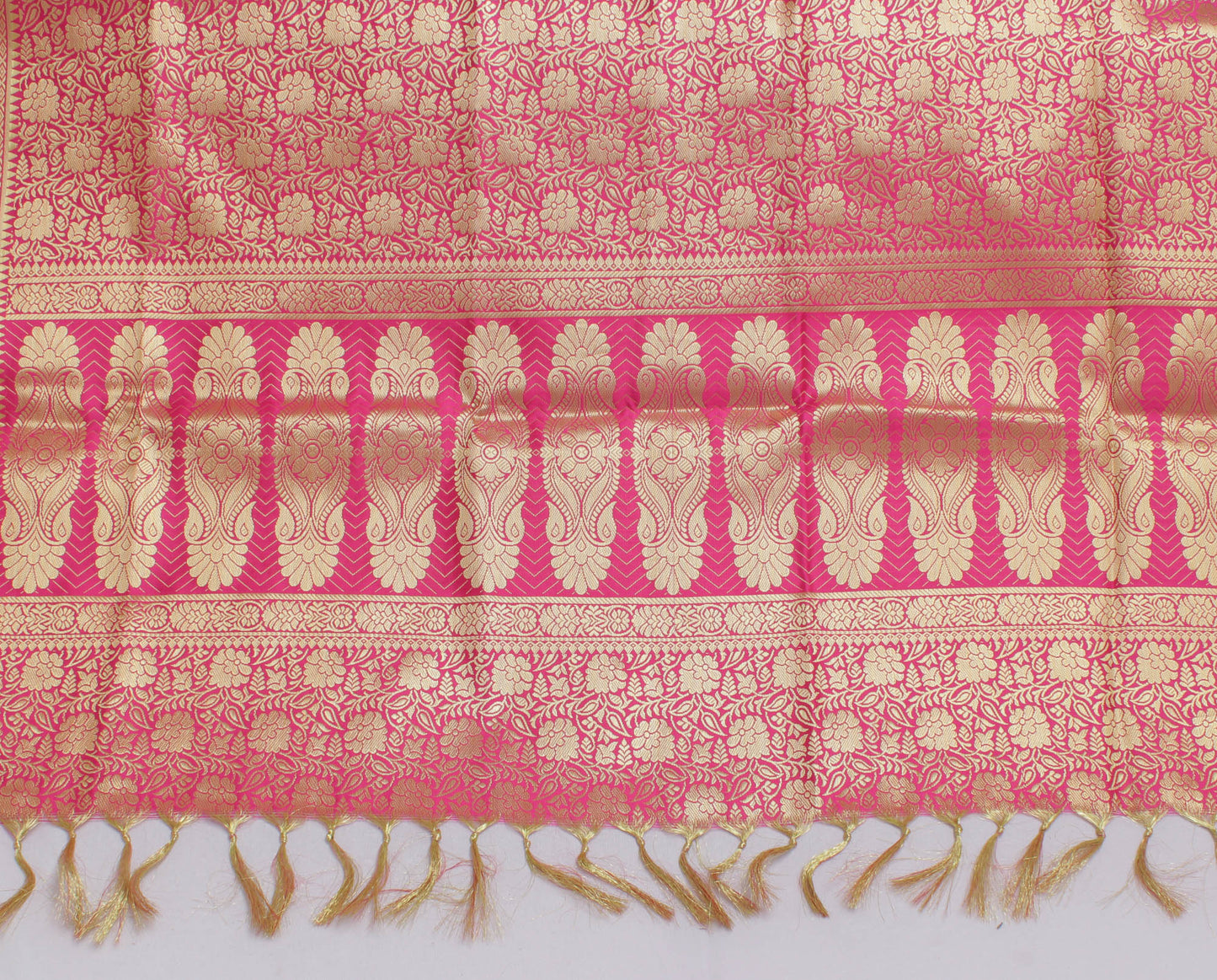 Pink Banarasi Dupatta Indian Art Silk Woven Zari Brocade Long Stole Scarves