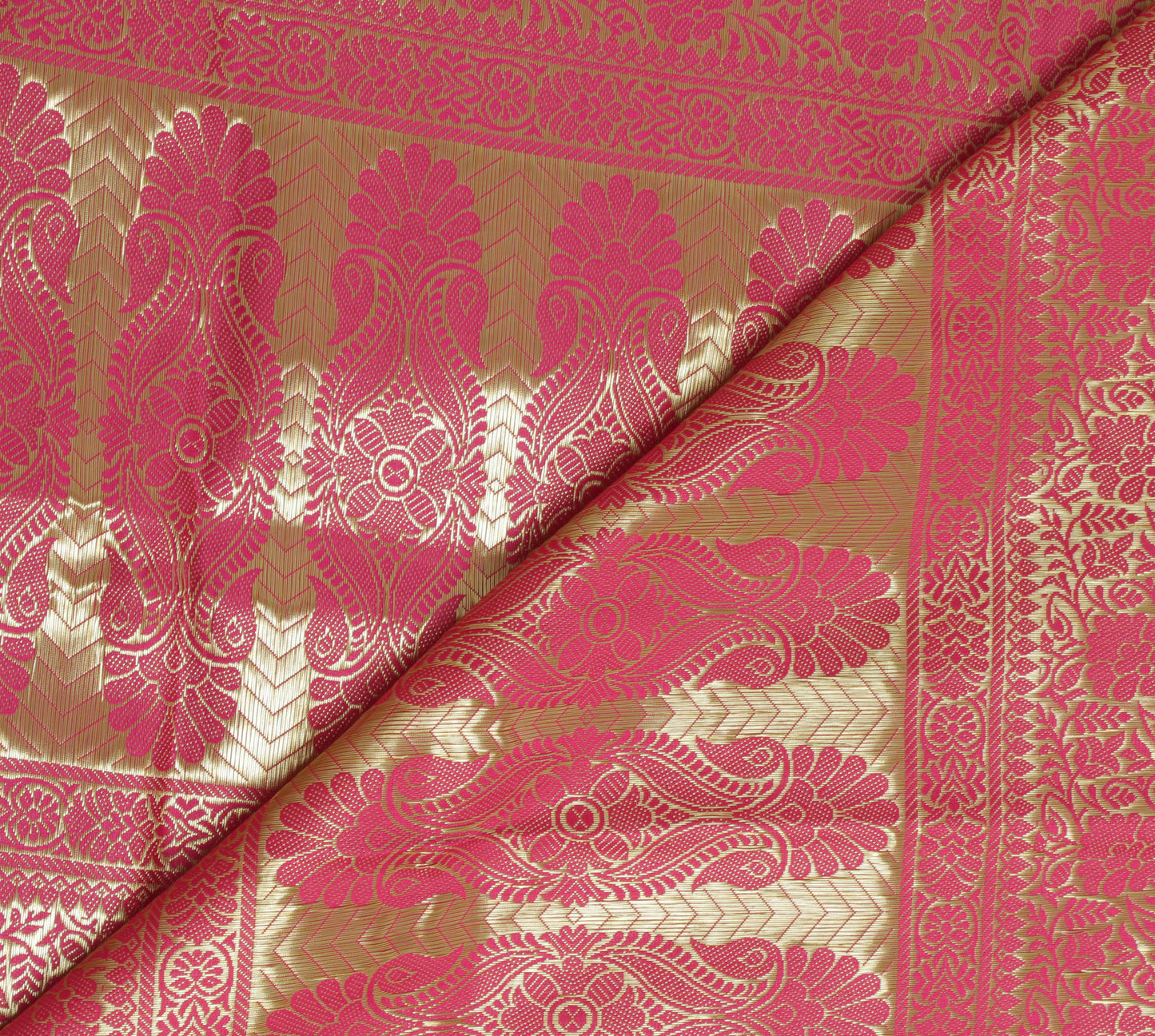 Pink Banarasi Dupatta Indian Art Silk Woven Zari Brocade Long Stole Scarves