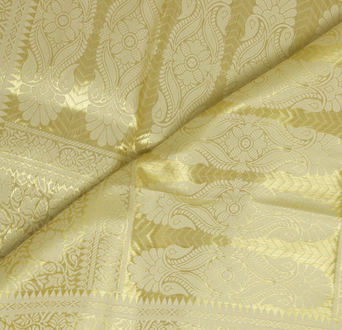 Cream Banarasi Dupatta Indian Art Silk Woven Zari Brocade Long Stole Scarves