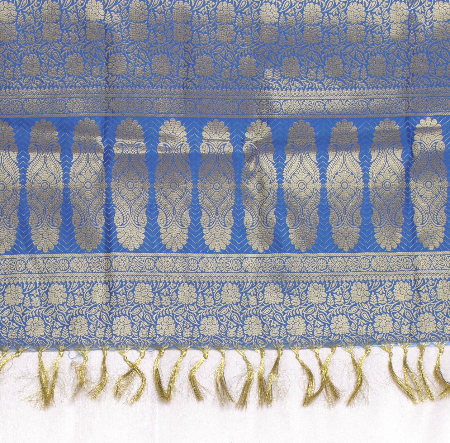 Blue Banarasi Dupatta Indian Art Silk Woven Zari Brocade Long Stole Scarves